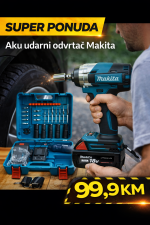 Aku udarni odvijač MAKITA sa gedorama + transportni kofer (2x baterije, punjač)