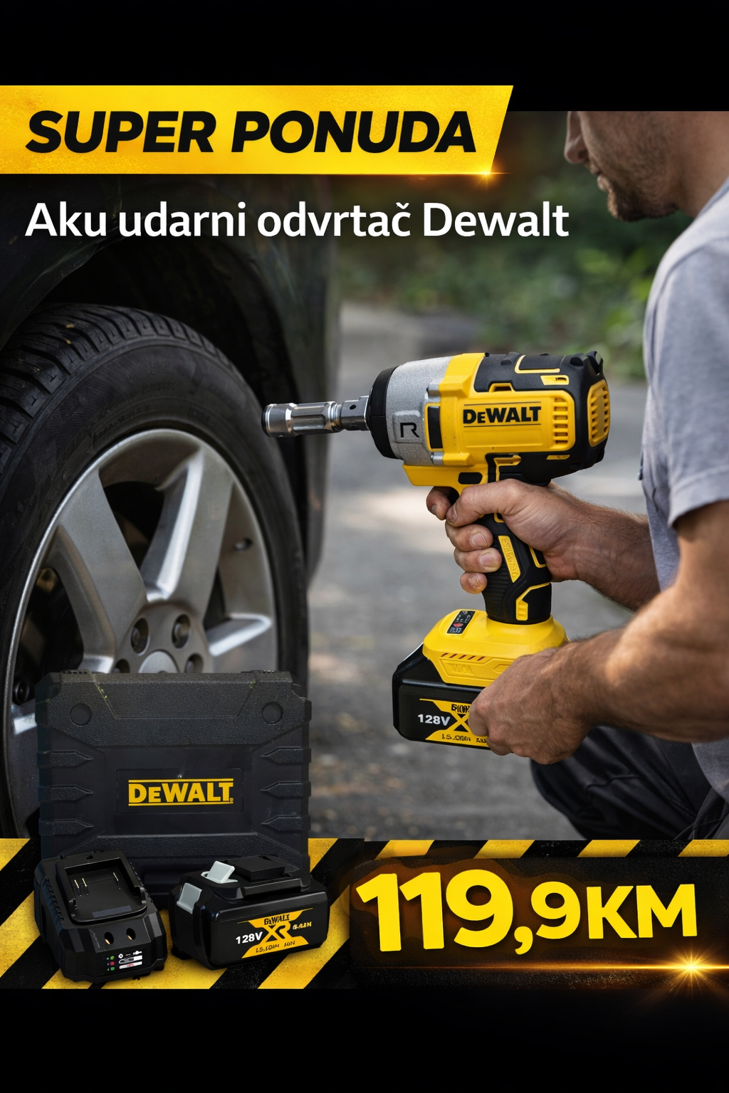 7c183b1d-5c9a-42d5-9d4f-a9b5cf229219 Aku Udarni Odvijac Dewalt Sa Gedorama Novo U Koferu - Image 1