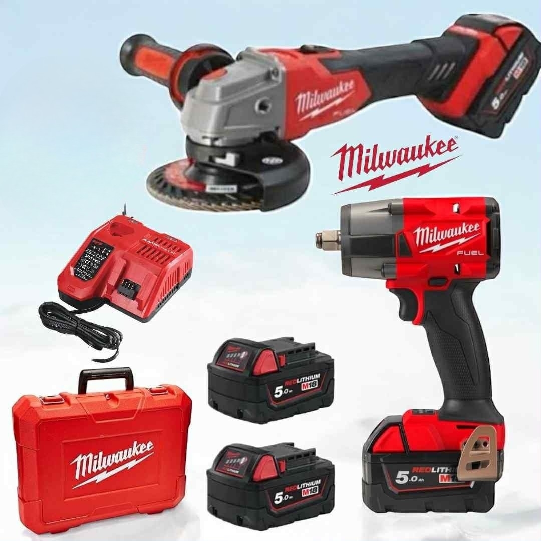 Motorka (19) Milwaukee set 2u1 brusilica i udarni odvijač sa 2 baterije M88 - Image 1