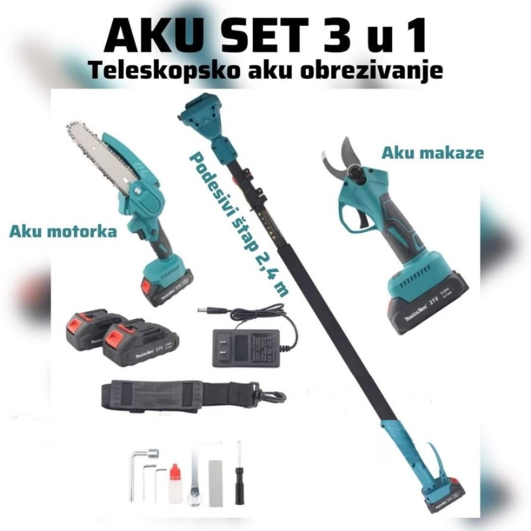 Motorka (2) Aku Pila i Aku Makaze Makita sa Teleskopom (Set 3u1) - Image 1