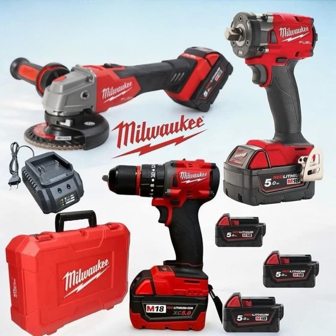 Motorka (6) Milwaukee aku set 3u1 udarna bušilica, udarni odvijač, i aku brusilica - Image 1