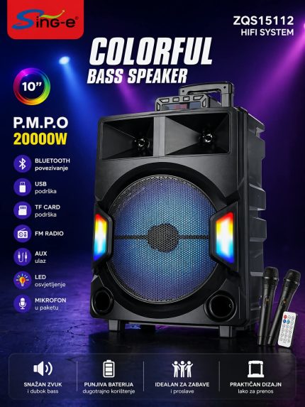 Bluetooth zvučnik 12” Veliki zvucnik